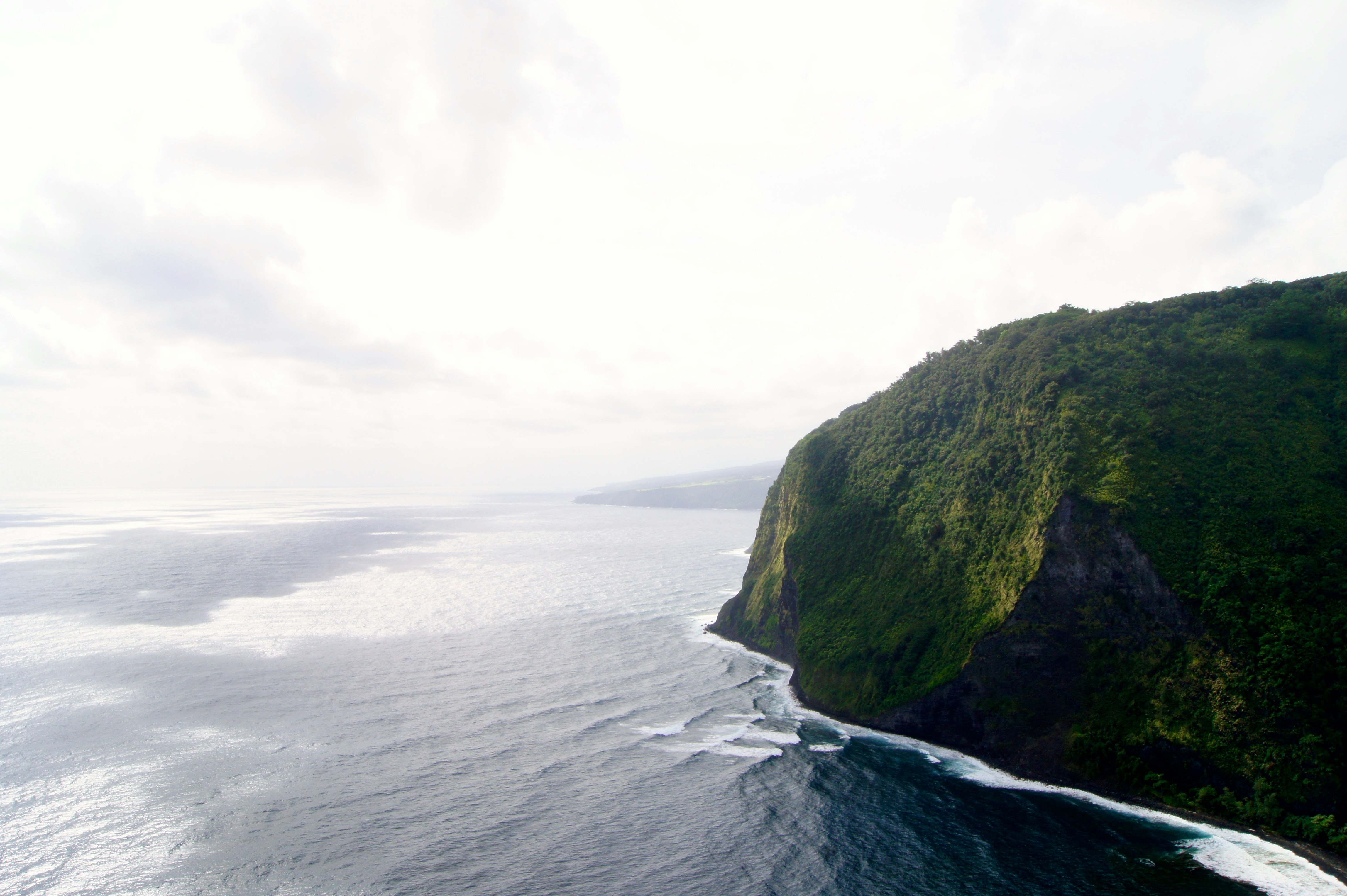 bird's eye view of cliff near body of water